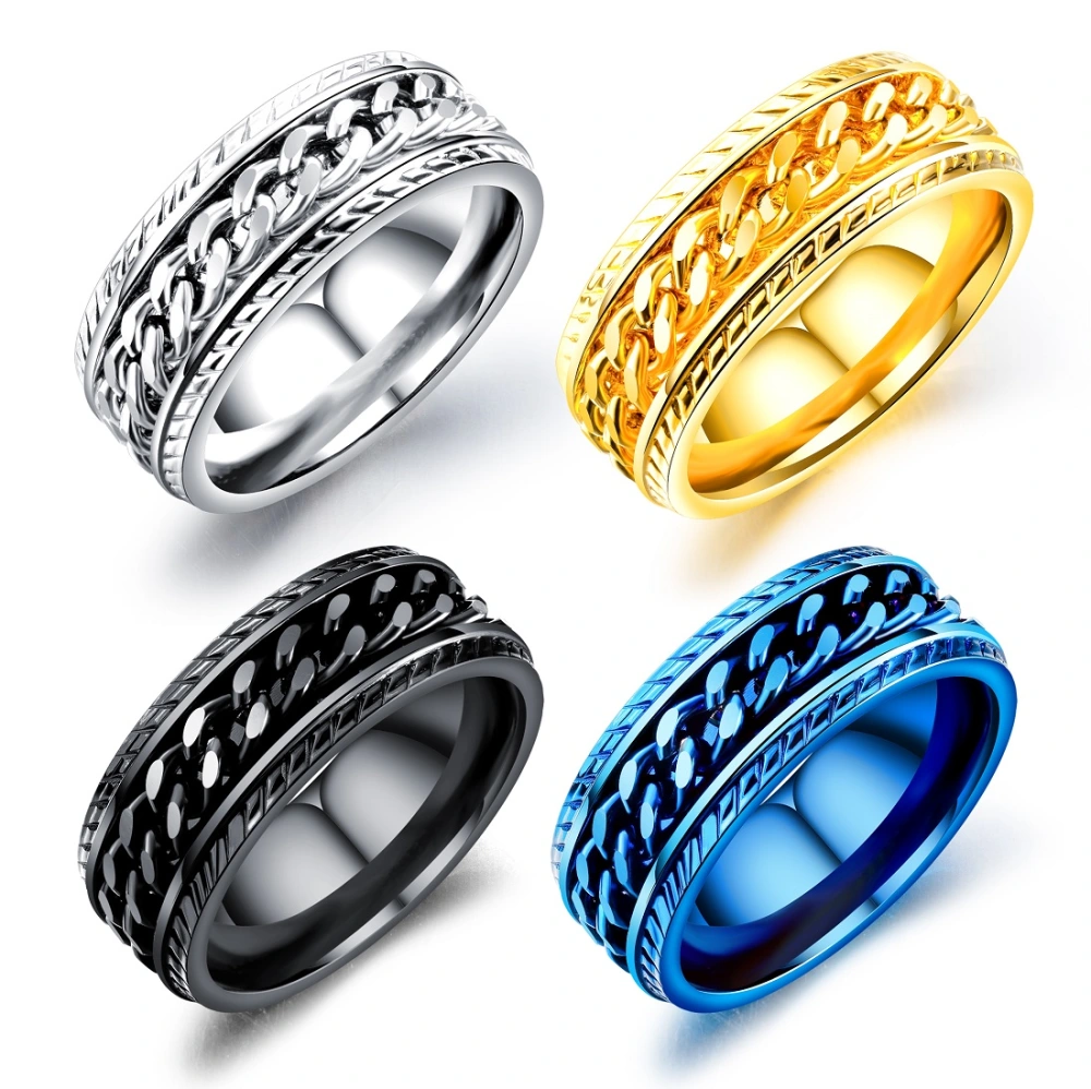 Simple Trendy Men's Chain Titanium Steel Ring