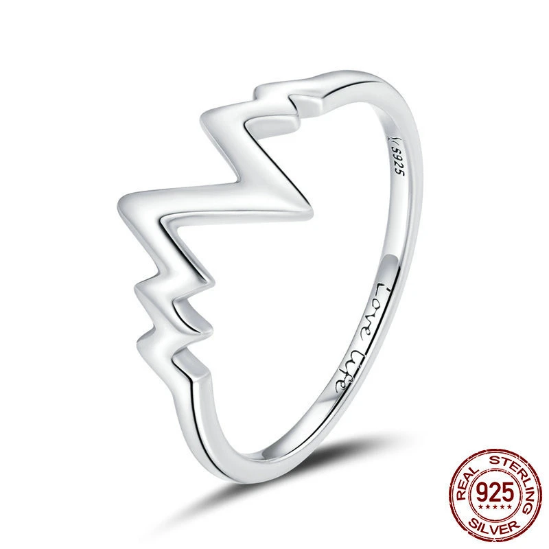 Personality Wave Ring S925 Sterling Silver Geometric Ring