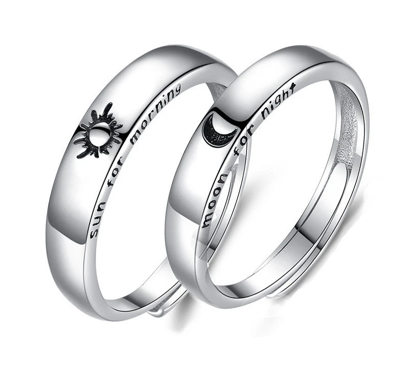 Sun Moon Letter Couple Ring Female Opening Adjustable