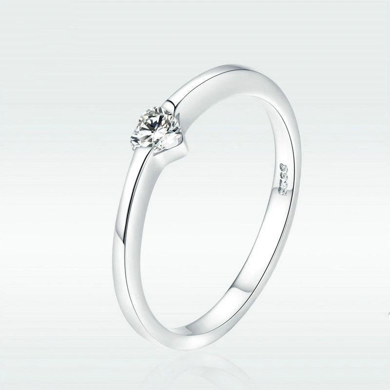 Silver S925 Temperament Female Ring Original Heart-shaped Diamond Simple Ring