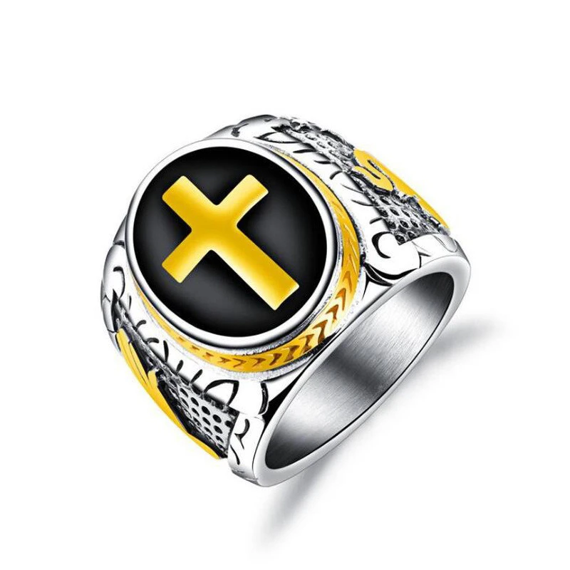 European And American Religious Hip-hop Cross Ring Men