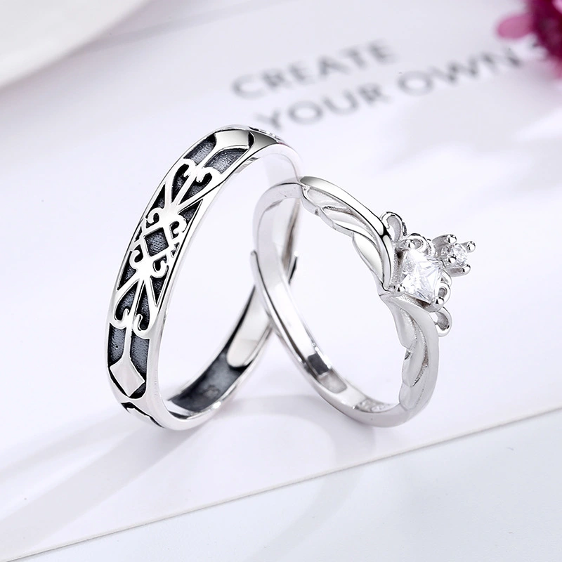 The Princess And The Knight Couple Ring Sterling Silver S925 A Pair Of Men And Women Original Niche Design Ring Souvenir Gift