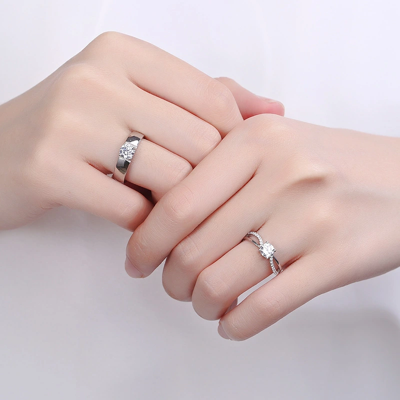S925 Silver Couple Ring Men And Women Simple Japanese And Korean Version Diamond Pair Ring