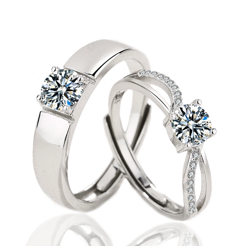 S925 Silver Couple Ring Men And Women Simple Japanese And Korean Version Diamond Pair Ring
