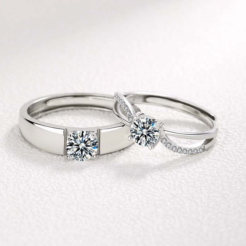 S925 Silver Couple Ring Men And Women Simple Japanese And Korean Version Diamond Pair Ring