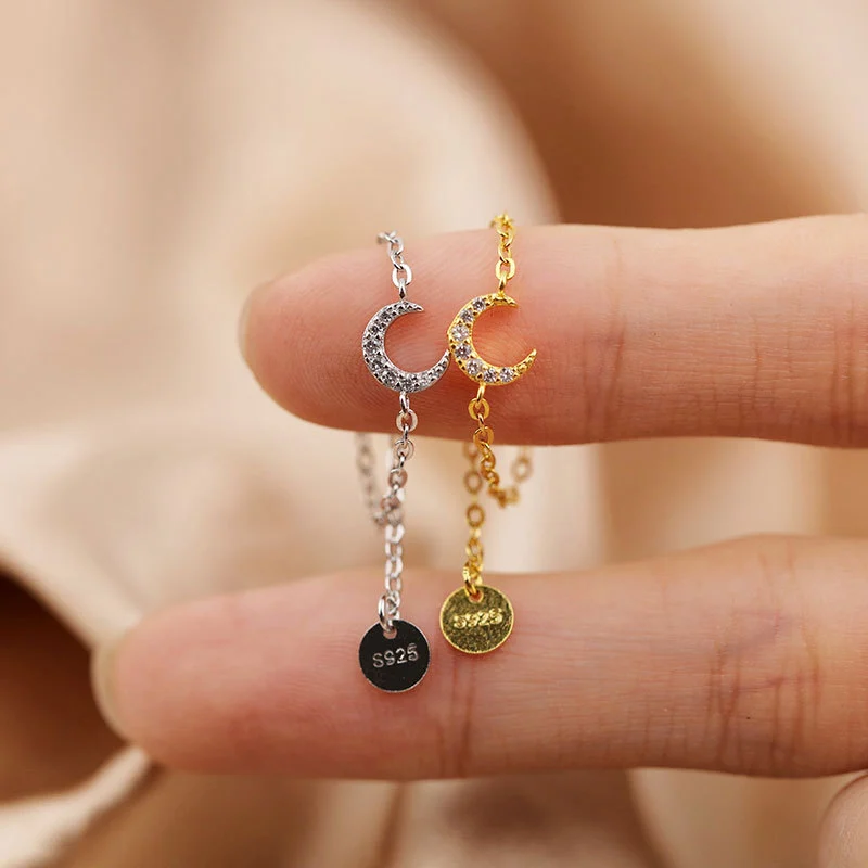 Moon Set Diamond Zipper Opening Adjustment Ring