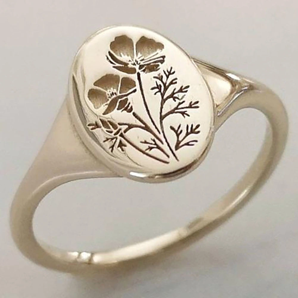 Flower Light Luxury Fashion Niche Ring Fashion Temperament Women'S Metal Ring Flower Single Ring