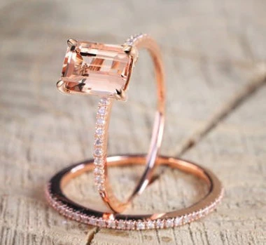 Two-Piece Vintage Diamond-Set Crystal Square Ring