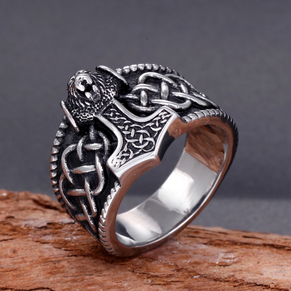 Korean Korean Jewelry Wholesale Stainless Steel Ring Men'S Ring Thor'S Hammer Ring New