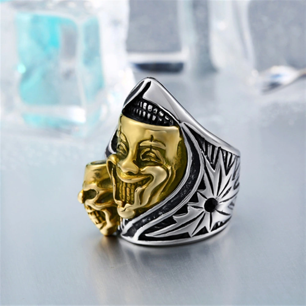 New Creative Hip-Hop Style Fashion Double Ghost Domineering Ring Men'S Ring