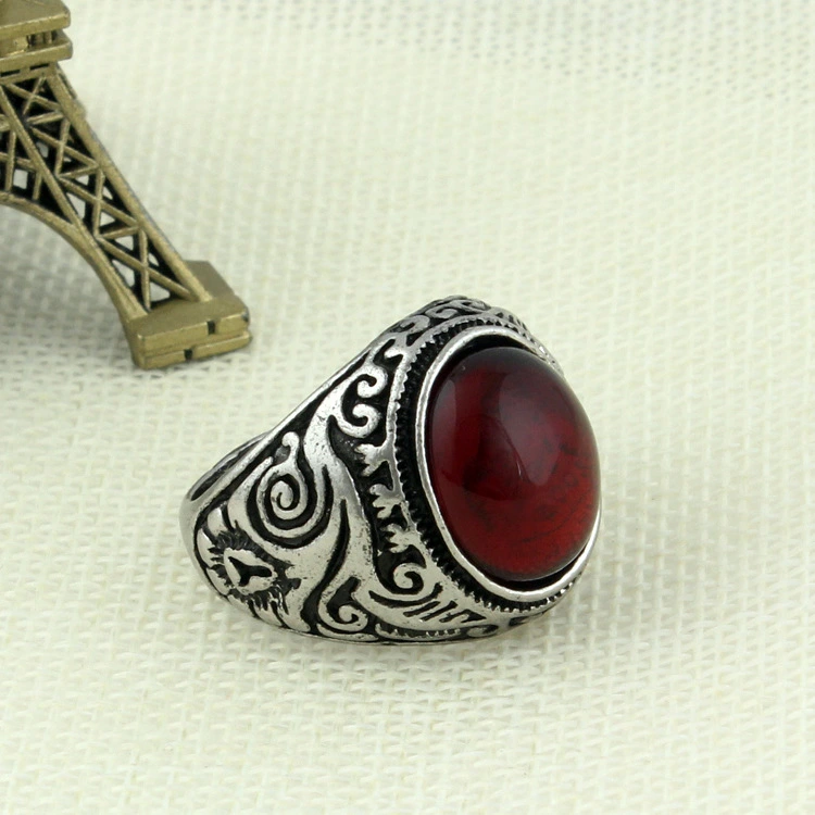 Aliexpress Ebay Wish Zinc Foreign Trade Ring Europe And America Plating Ancient Silver Black Ruby Ring