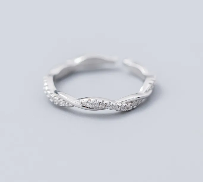 S925 Silver Ring Korean Version Of Fengsen Sweet Diamond Twisted Ring Temperament Personality Twist Index Finger Ring