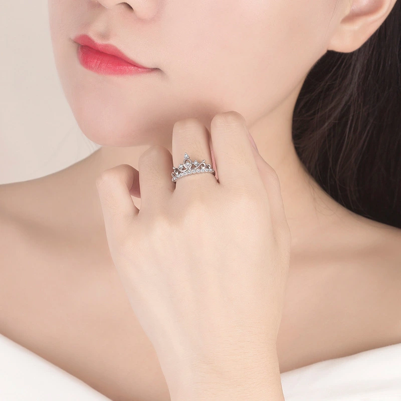 Crown Diamond Ring Ladies Ring Japanese And Korean Style Net Red Personality Trendy Open Index Finger Ring Jewelry