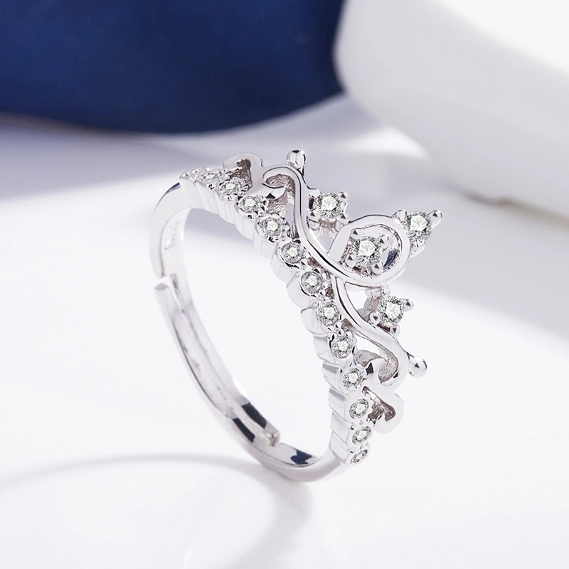 Crown Diamond Ring Ladies Ring Japanese And Korean Style Net Red Personality Trendy Open Index Finger Ring Jewelry