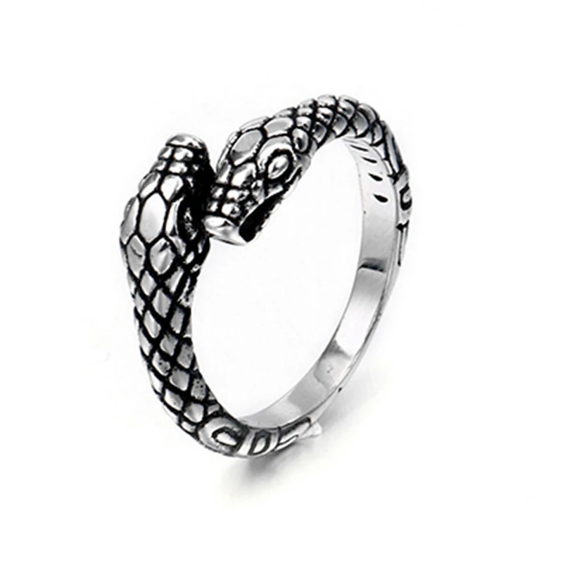 Trend Domineering Double-headed Snake Ring Personality Korean Style Retro Snake Open Ring Female Ring Jewelry Wholesale