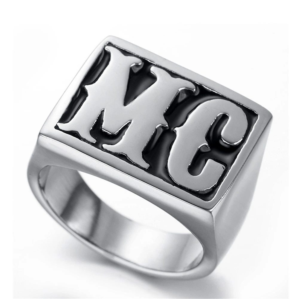 European And American Motorcycle Series Letters Mc Logo Men'S Punk Style Ring
