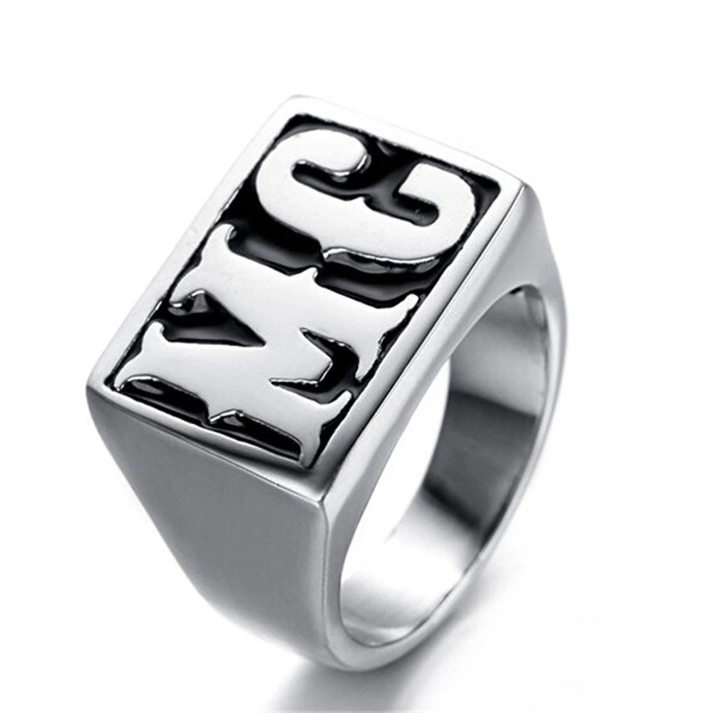 European And American Motorcycle Series Letters Mc Logo Men'S Punk Style Ring