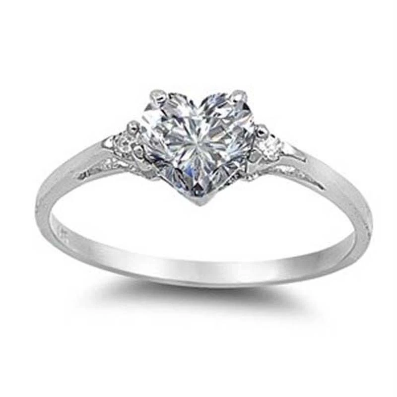 Love Heart-shaped Zircon Inlaid Copper And Silver Plated Fashion Jewelry