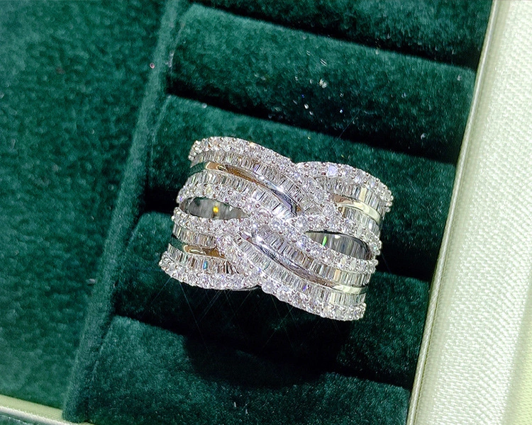 Full Of Diamonds And Micro-inlaid Zircon Pair Ring Prom Cocktail Party Accessories