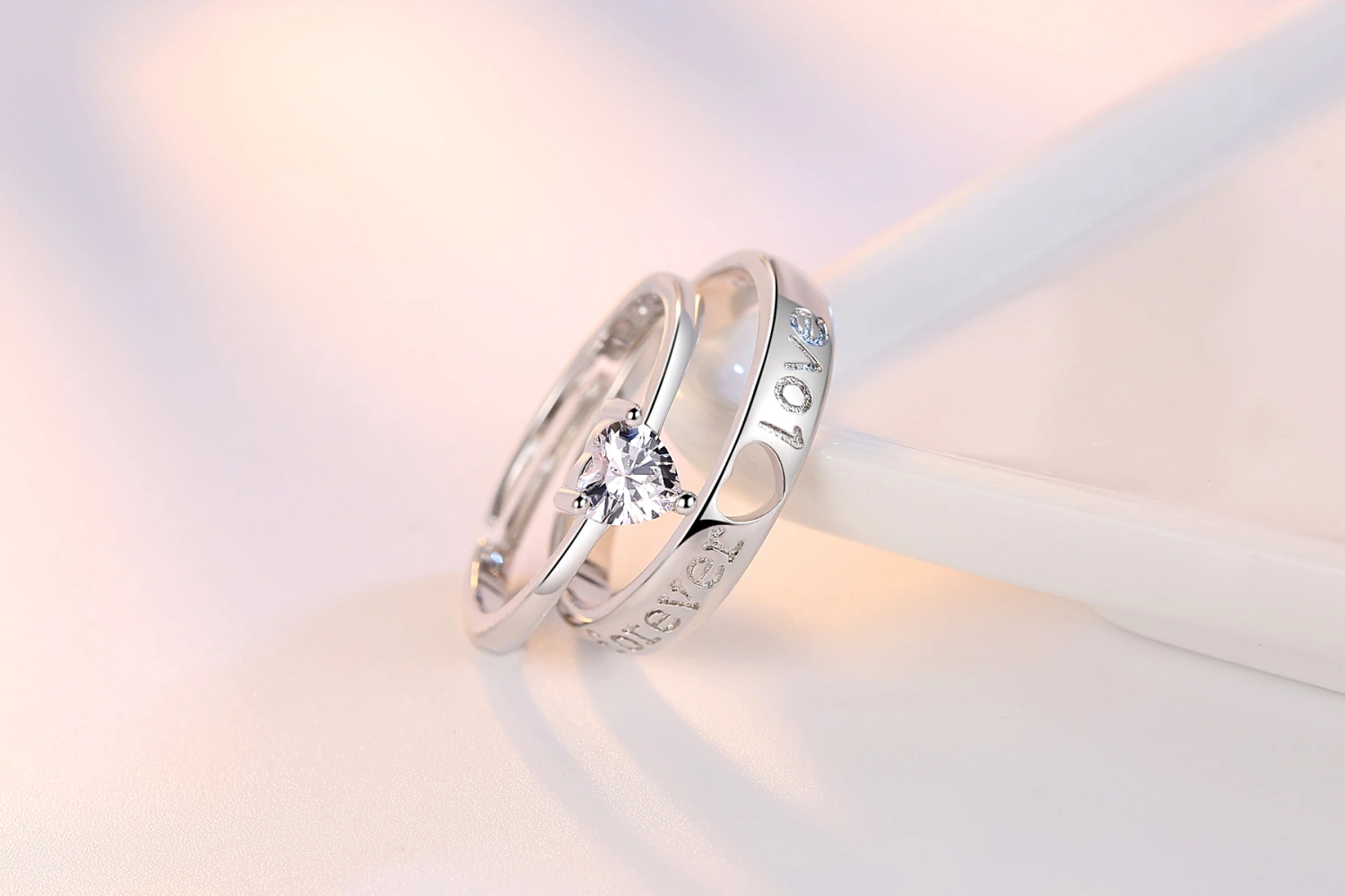 Love Heart-Shaped Eternal Opening Couple Tanabata Gift Ring