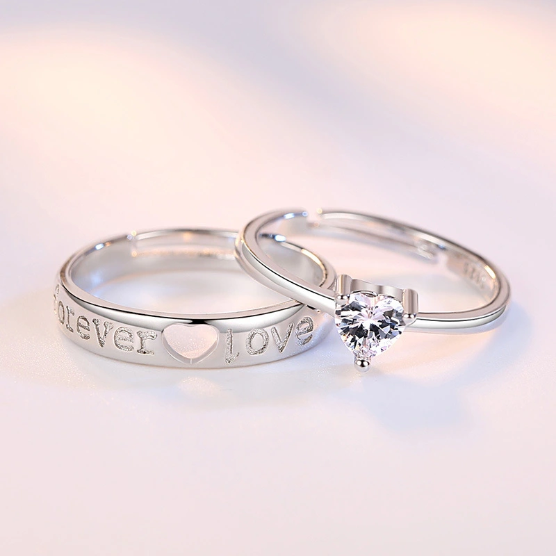 Love Heart-Shaped Eternal Opening Couple Tanabata Gift Ring