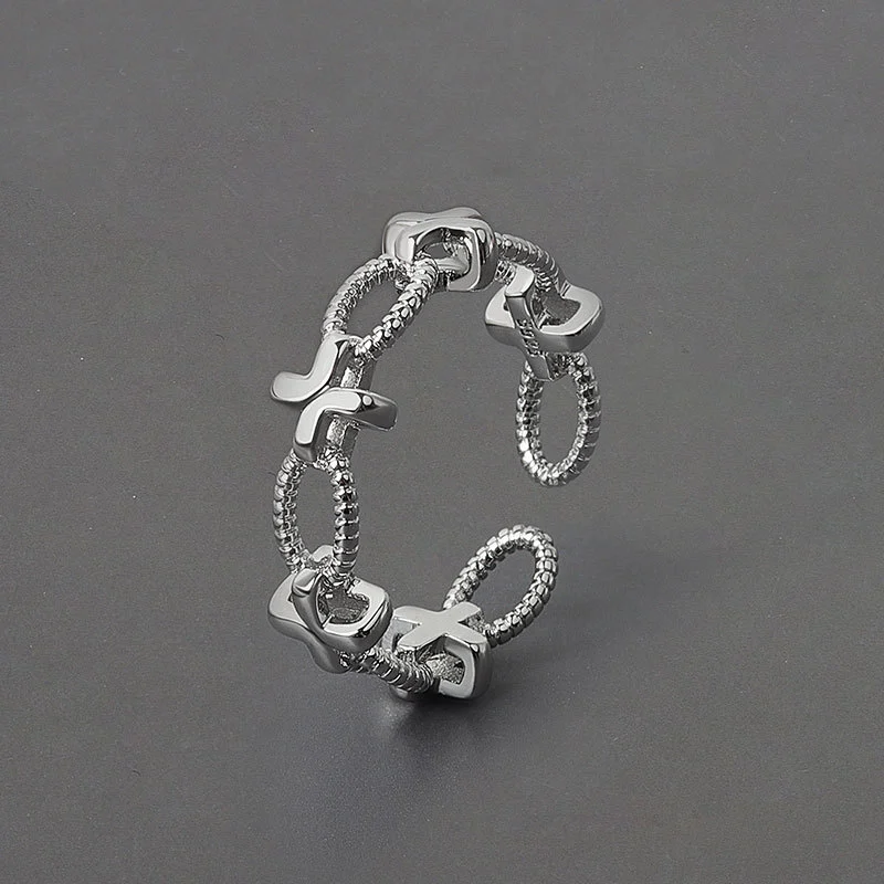 Cross Twist Ring Hollow Personality Geometry