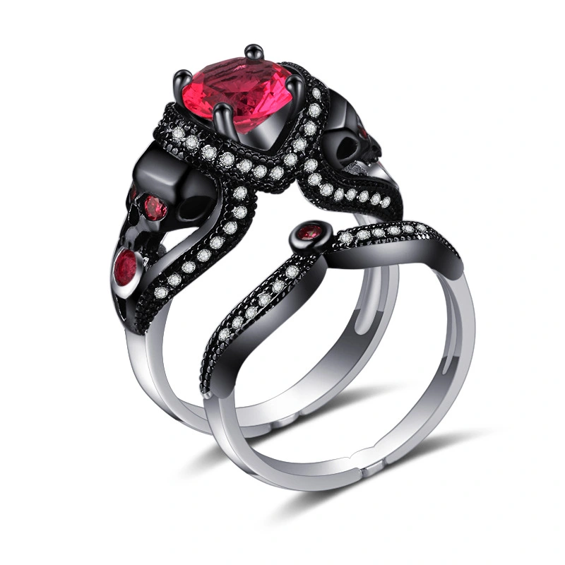 Foreign Trade Ring Skull And Crossbones  Color Matching Ring  European And American Personality  Punk Retro Style