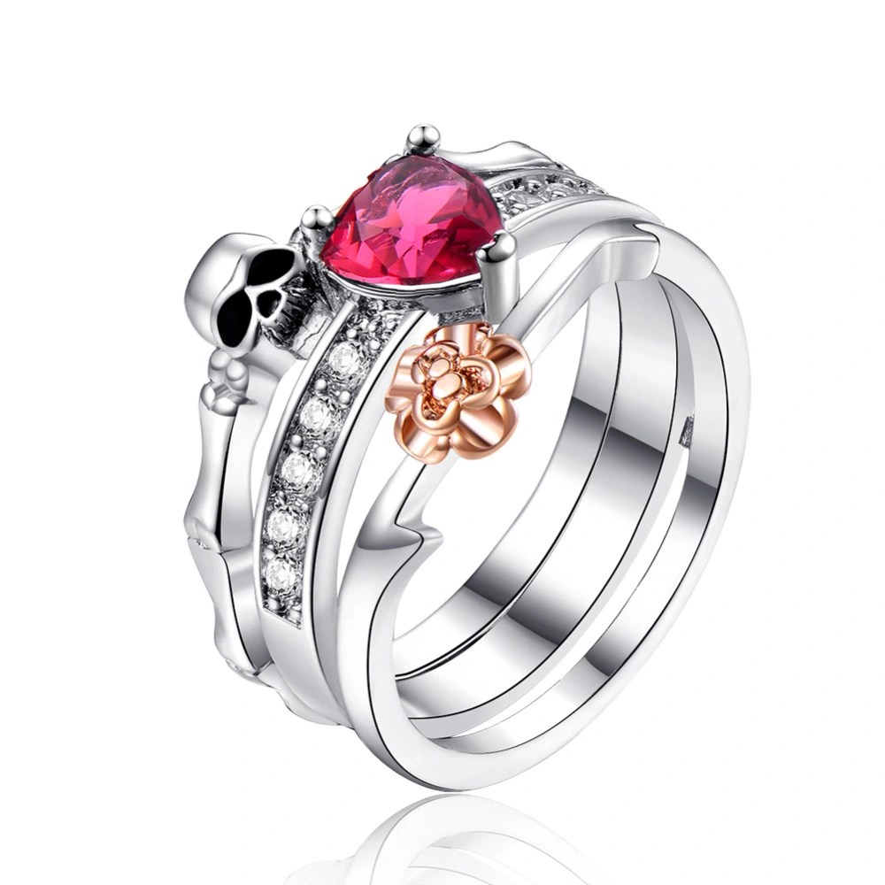 European And American Fashion Heart-shaped Zircon Combination Ring