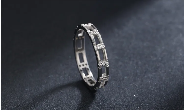 Japanese And Korean Simple S925 Sterling Silver Micro Inlaid Ins Popular Plain Ring, Female Personalized Ring And Tail Ring