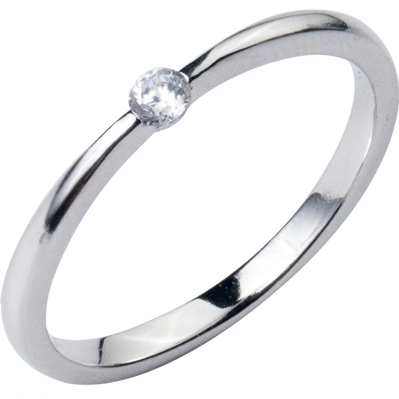 S925 Silver Ring Female Korean Fashion Temperament Single Diamond Ring Ring Personality Simple Ring Child J3237