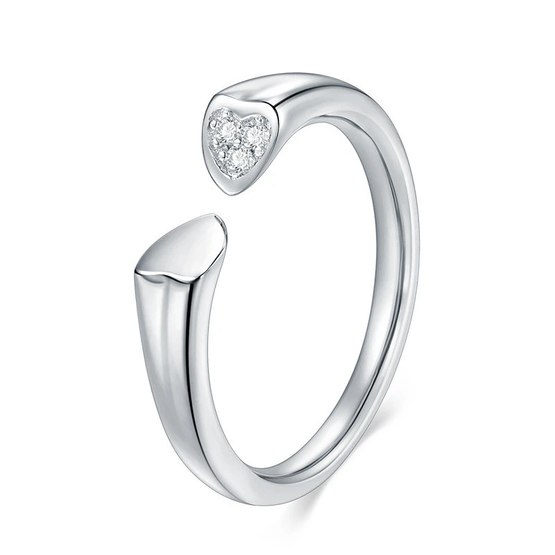 Korean Girl Heart-Shaped S925 Sterling Silver Live Mouth Ring