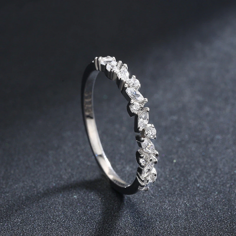 S925 Silver Diamond-shaped Zircon Japanese And Korean Fine Ring