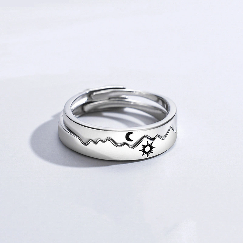 Sun Moon Couple Ring Sterling Silver Light Luxury Niche Design Sense Couple Ring