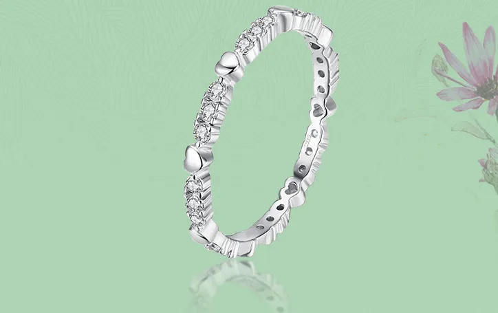 S925 Silver Joker Heart-Shaped Micro-Inlay Ring