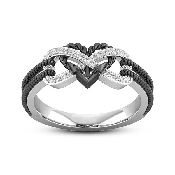 Marcatsa Anchor Rope Letter 8 Engagement Ring Double Color Heart-shaped Infinity AAA Cubic Zirconia Wedding Rings For Women