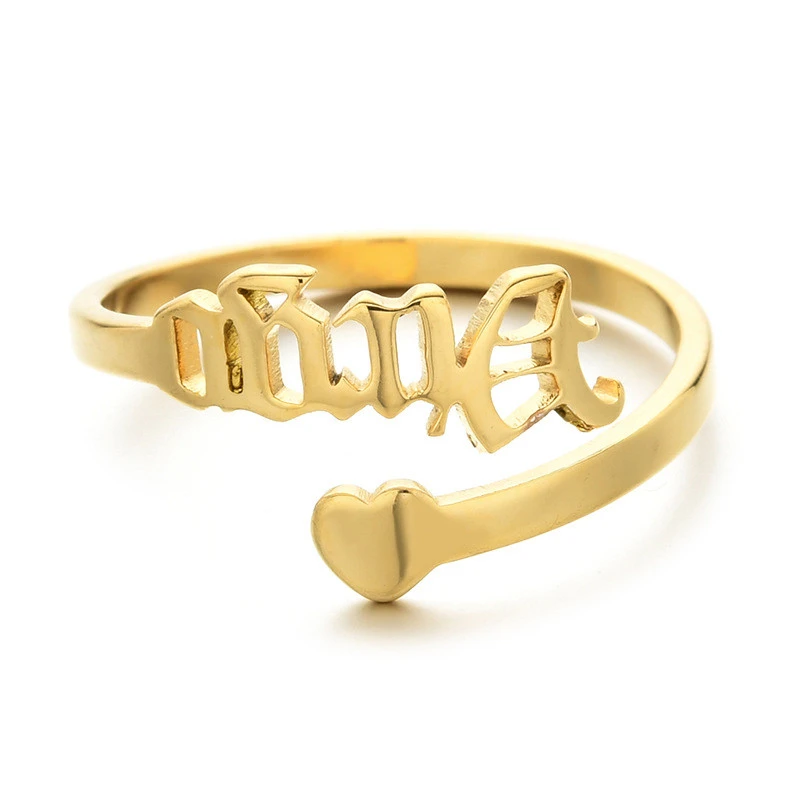 Vintage Letter Love StainLess Steel K Gold Twelve Constellation Set Ring