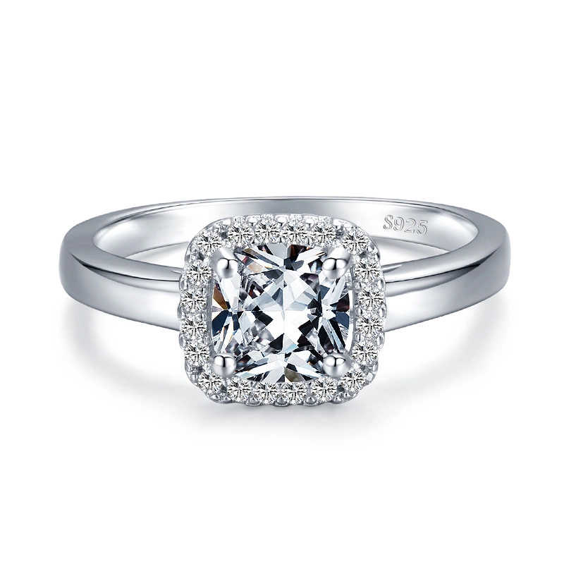 S925 Sterling Silver Hand Inlaid Zircon Ring