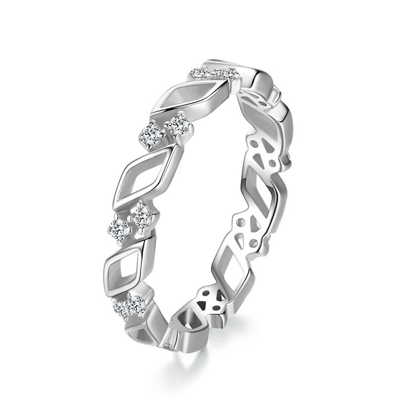 Silver Japanese And Korean Design Sense Geometric Hollow Out Ring Feminine Temperament Small Index Ring Silver