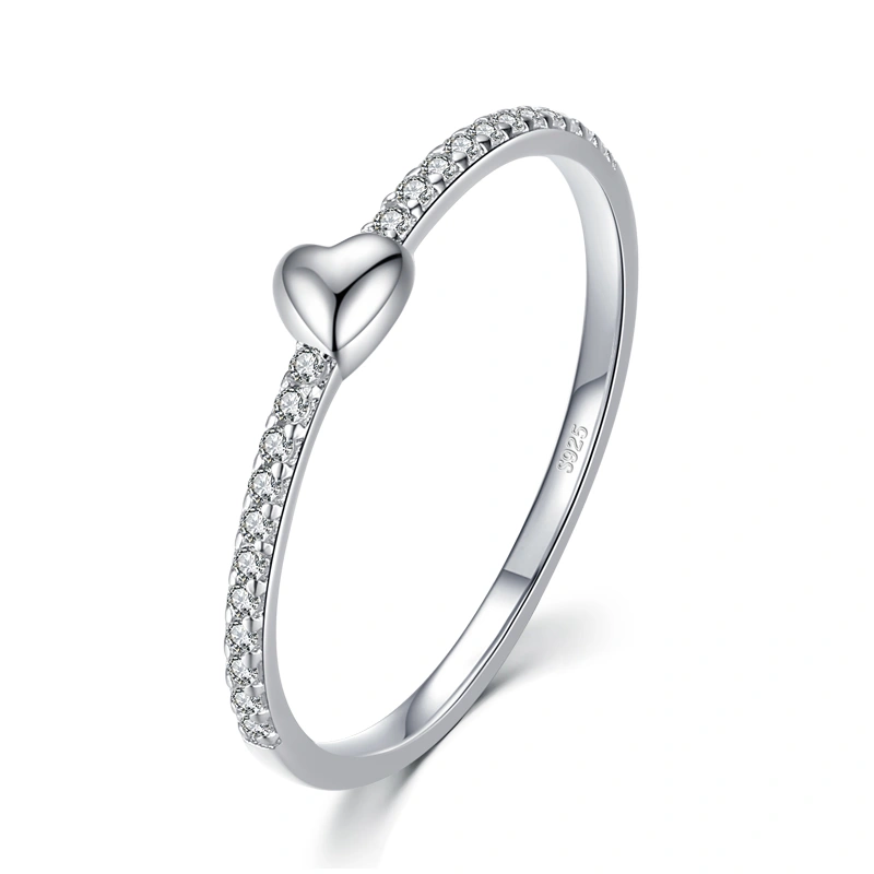 Simple S925 Silver Japanese And Korean Light Luxury Heart-Shaped Cold Wind Personality Female Ring