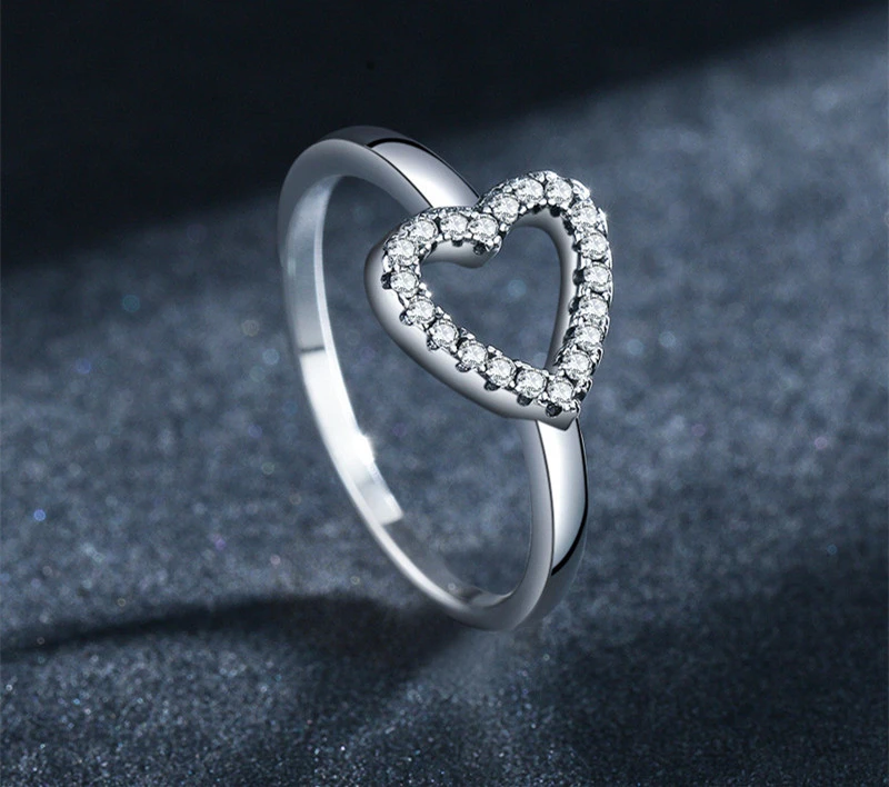 S925 Silver Heart-Shaped Love Thai Silver Retro Jewelry Temperament Ins Tide Net Celebrity Ring Female Cold Wind Foreign Trade Jewelry