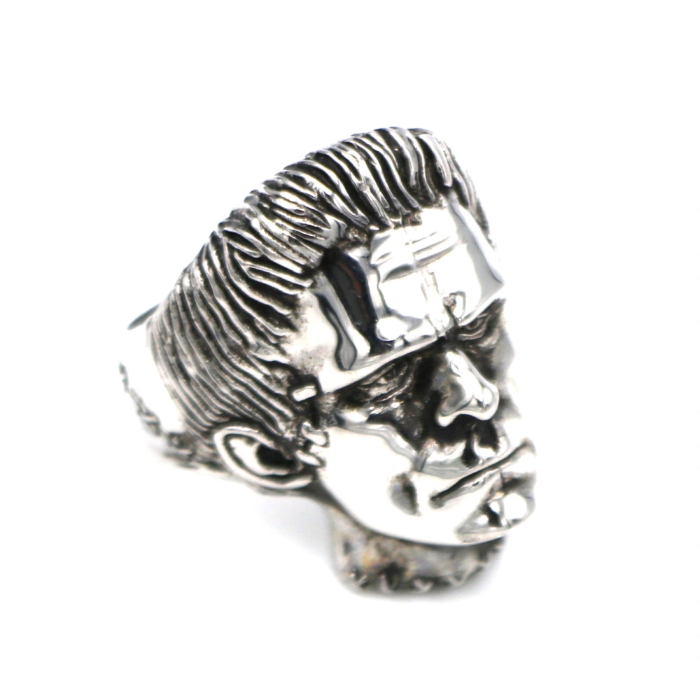 EYHIMD Science Fiction Victor Frankenstein Rings Punk Horror Scientist Stainless Steel Skull Ring Mens Biker Jewelry