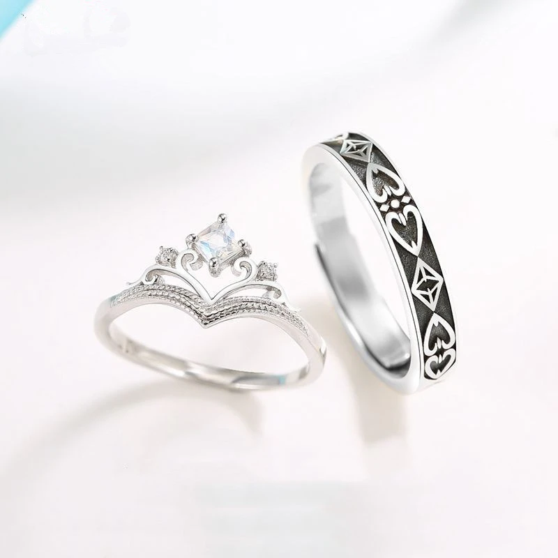 Heartbeat Couple Ring 925 Silver Pair Of Men And Women Retro