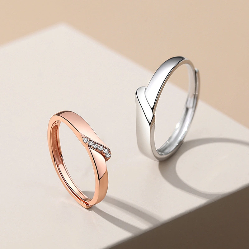 925 Sterling Silver Couple Rings A Pair Of Korean Rose Gold Ring Ins Style Simple Ring Female Niche Jewelry Gift