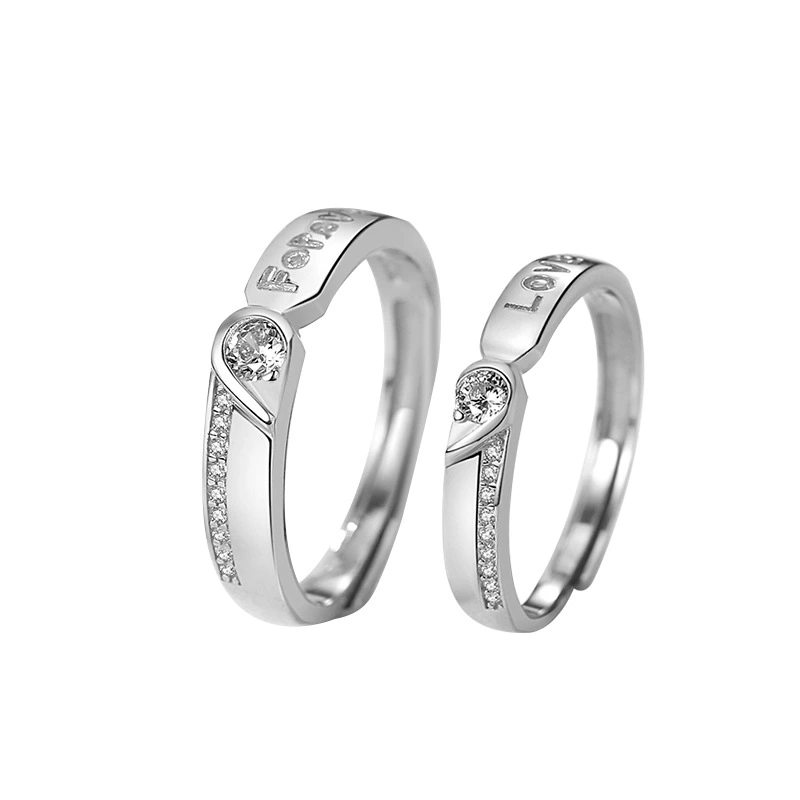 Heart Shaped Couple Ring Sterling Silver