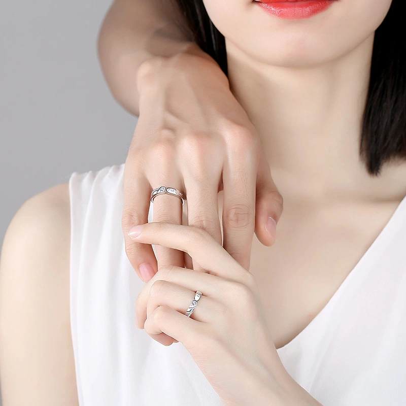 Heart Shaped Couple Ring Sterling Silver