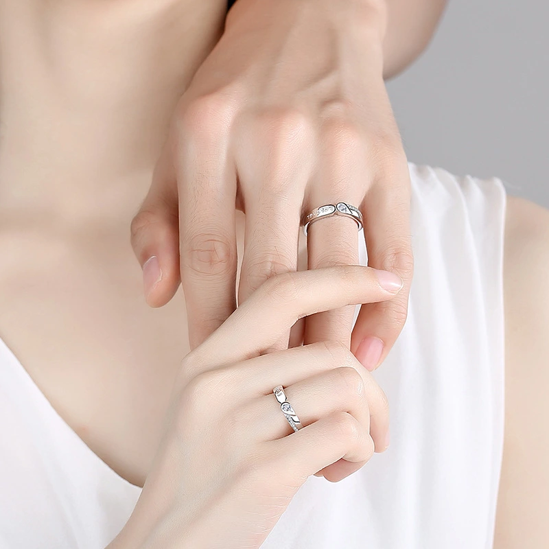 Heart Shaped Couple Ring Sterling Silver