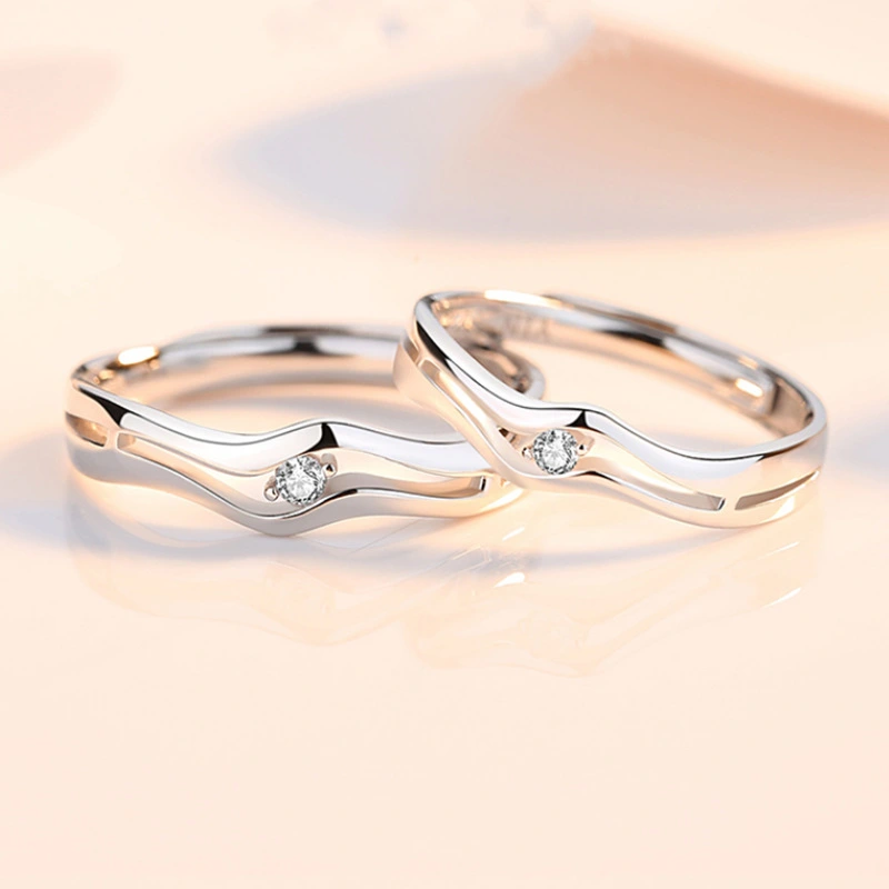 Flowing Love Couple Ring S925 Silver Pair Ring For Men And Women