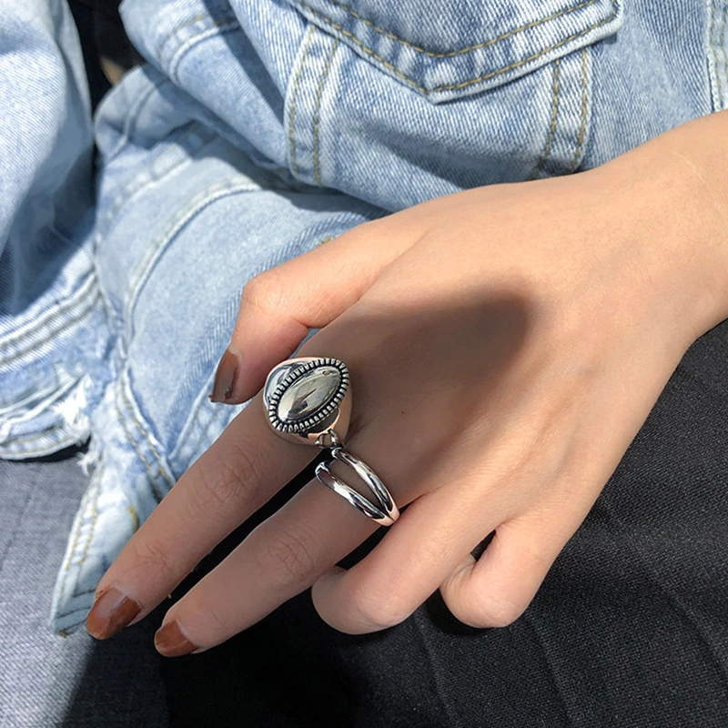 Oval Vintage Silver Ring Silver Wild Index Finger Ring