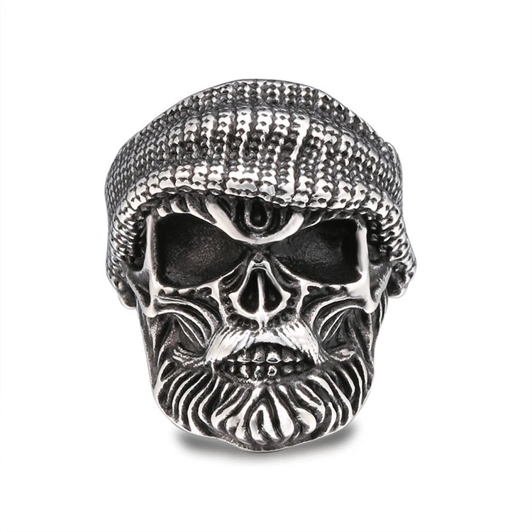 Uncle Skull Wearing Hat Retro Craftsmanship Ring