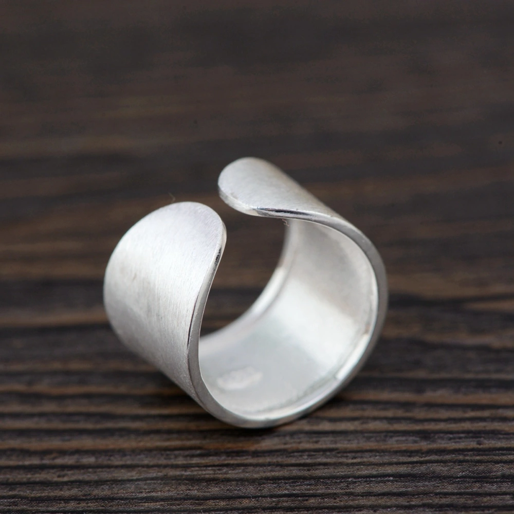 Fashion Retro Simple Plain Silver Ring